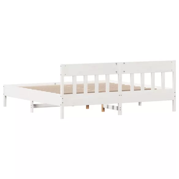 fehér tömör fenyőfa ágy matrac nélkül 200 x 200 cm