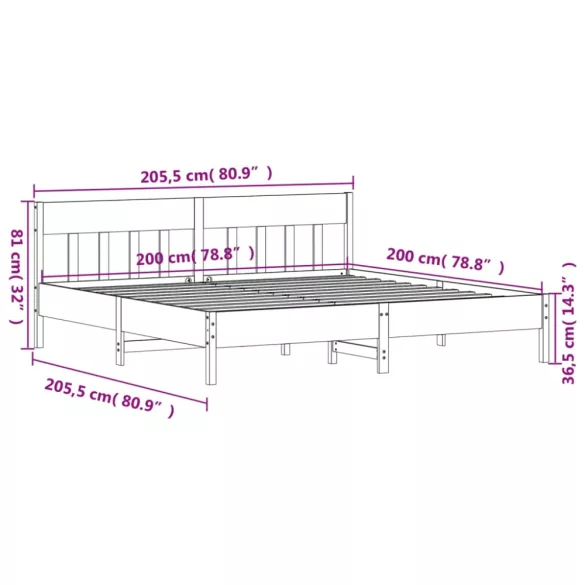 fehér tömör fenyőfa ágy matrac nélkül 200 x 200 cm