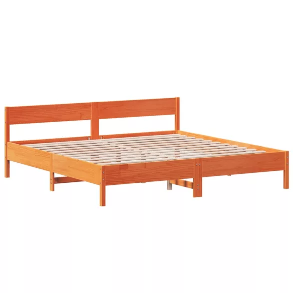 viaszbarna tömör fenyőfa ágy matrac nélkül 200 x 200 cm