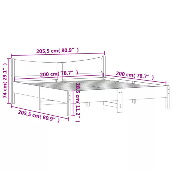 tömör fenyőfa ágy matrac nélkül 200 x 200 cm