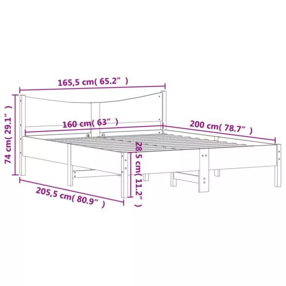 fehér tömör fenyőfa ágy matrac nélkül 160 x 200 cm