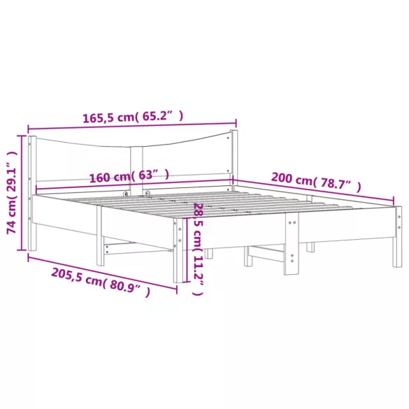 viaszbarna tömör fenyőfa ágy matrac nélkül 160 x 200 cm