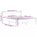 fehér tömör fenyőfa ágy matrac nélkül 150 x 200 cm