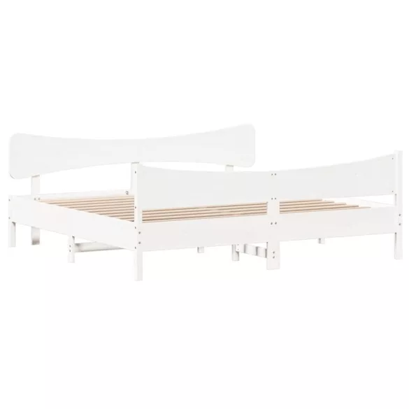 fehér tömör fenyőfa ágy matrac nélkül 200 x 200 cm