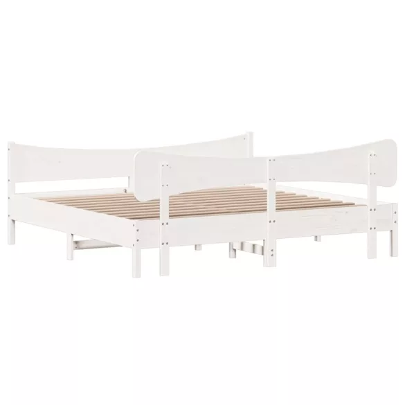 fehér tömör fenyőfa ágy matrac nélkül 200 x 200 cm