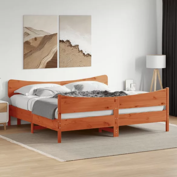 viaszbarna tömör fenyőfa ágy matrac nélkül 200 x 200 cm