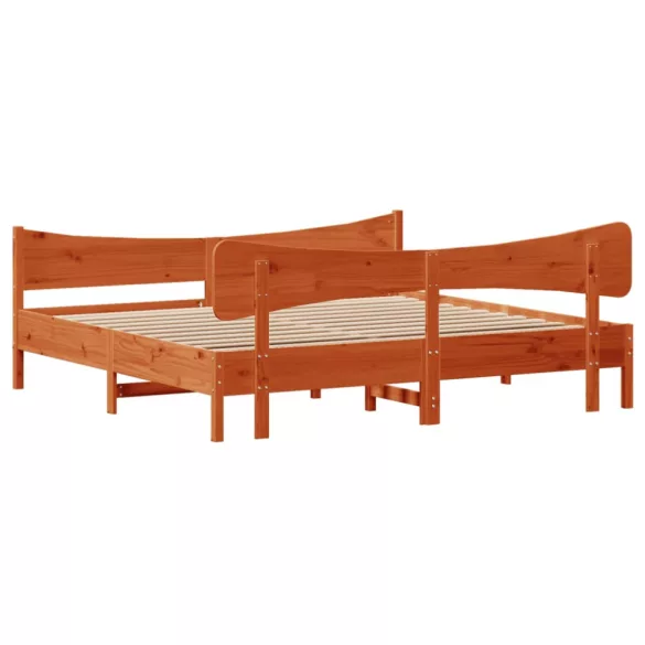 viaszbarna tömör fenyőfa ágy matrac nélkül 200 x 200 cm