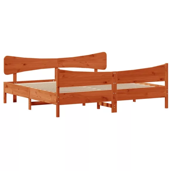 viaszbarna tömör fenyőfa ágy matrac nélkül 180 x 200 cm