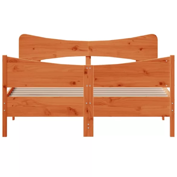 viaszbarna tömör fenyőfa ágy matrac nélkül 140 x 200 cm