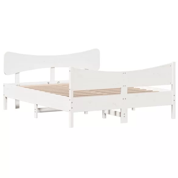 fehér tömör fenyőfa ágy matrac nélkül 140x190 cm