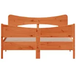 viaszbarna tömör fenyőfa ágy matrac nélkül 135 x 190 cm