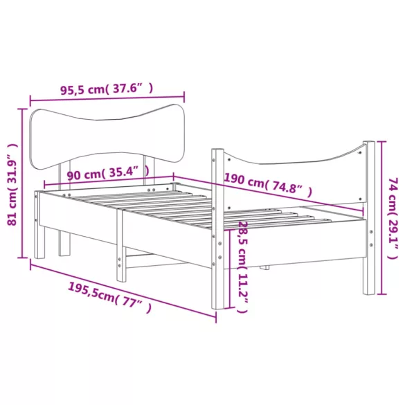 viaszbarna tömör fenyőfa ágy matrac nélkül 90 x 190 cm