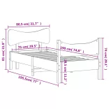 tömör fenyőfa ágy matrac nélkül 75 x 190 cm