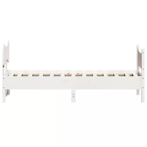 fehér tömör fenyőfa ágy matrac nélkül 75 x 190 cm