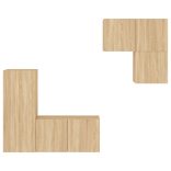 4 darab füstös tölgy színű szerelt fa falra szerelhető TV-bútor