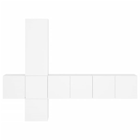 5 darab fehér szerelt fa falra szerelhető TV-bútor