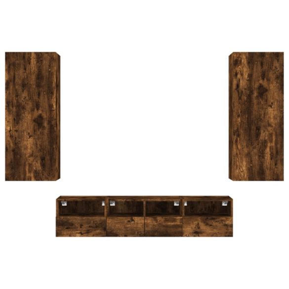 5 darab füstös tölgy színű szerelt fa TV-bútor