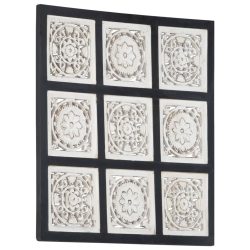   fekete és fehér kézzel faragott fali panel MDF 60 x 60 x 1,5 cm