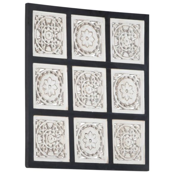 fekete és fehér kézzel faragott fali panel MDF 60 x 60 x 1,5 cm