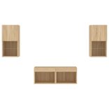 4 darab sonoma tölgy színű falra szerelhető TV-szekrény LED-del