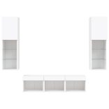 5 darab fehér szerelt fa fali TV-bútor LED-del