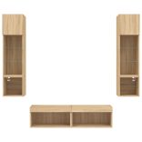 6 darab füstös tölgy színű szerelt fa TV-bútor LED-del