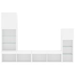 4 darab fehér szerelt fa fali TV-bútor LED-del