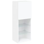 4 darab fehér szerelt fa fali TV-bútor LED-del