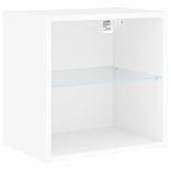 8 darab fehér szerelt fa fali TV-bútor LED-del