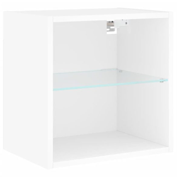 8 darab fehér szerelt fa fali TV-bútor LED-del