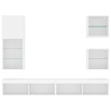 5 darab fehér szerelt fa fali TV-bútor LED-del