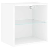 5 darab fehér szerelt fa fali TV-bútor LED-del