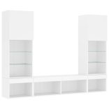 5 darab fehér szerelt fa fali TV-bútor LED-del