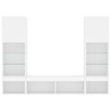 5 darab fehér szerelt fa fali TV-bútor LED-del