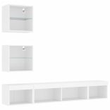 5 darab fehér szerelt fa fali TV-bútor LED-del