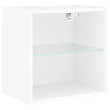 5 darab fehér szerelt fa fali TV-bútor LED-del