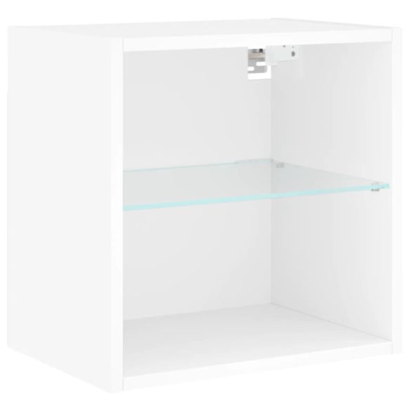 5 darab fehér szerelt fa fali TV-bútor LED-del