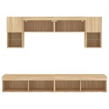 6 darab füstös tölgy színű szerelt fa TV-bútor LED-del