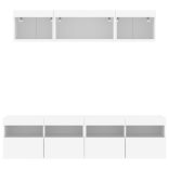 5 darab fehér szerelt fa fali TV-bútor LED-del