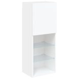 6 darab fehér szerelt fa fali TV-bútor LED-del