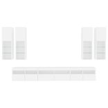 7 darabos fehér falra szerelhető TV-szekrényszett LED-ekkel