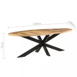 nyers mangófa étkezőasztal 240 x 100 x 75 cm