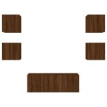 6 darab barna tölgyszínű szerelt fa TV-bútor LED-del