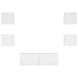 5 darab fehér falra szerelhető TV-szekrény LED-del