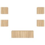 5 darab sonoma tölgy színű falra szerelhető TV-szekrény LED-del