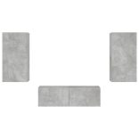 3 darab betonszürke falra szerelhető TV-szekrény LED-del