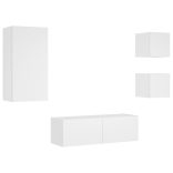 4 darab fehér falra szerelhető TV-szekrény LED-del