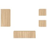 4 darab sonoma tölgy színű falra szerelhető TV-szekrény LED-del