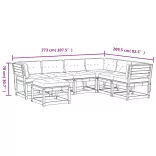 7 részes viaszbarna tömör fenyőfa kerti ülőgarnitúra párnával