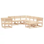 8 részes tömör fenyőfa kerti ülőgarnitúra